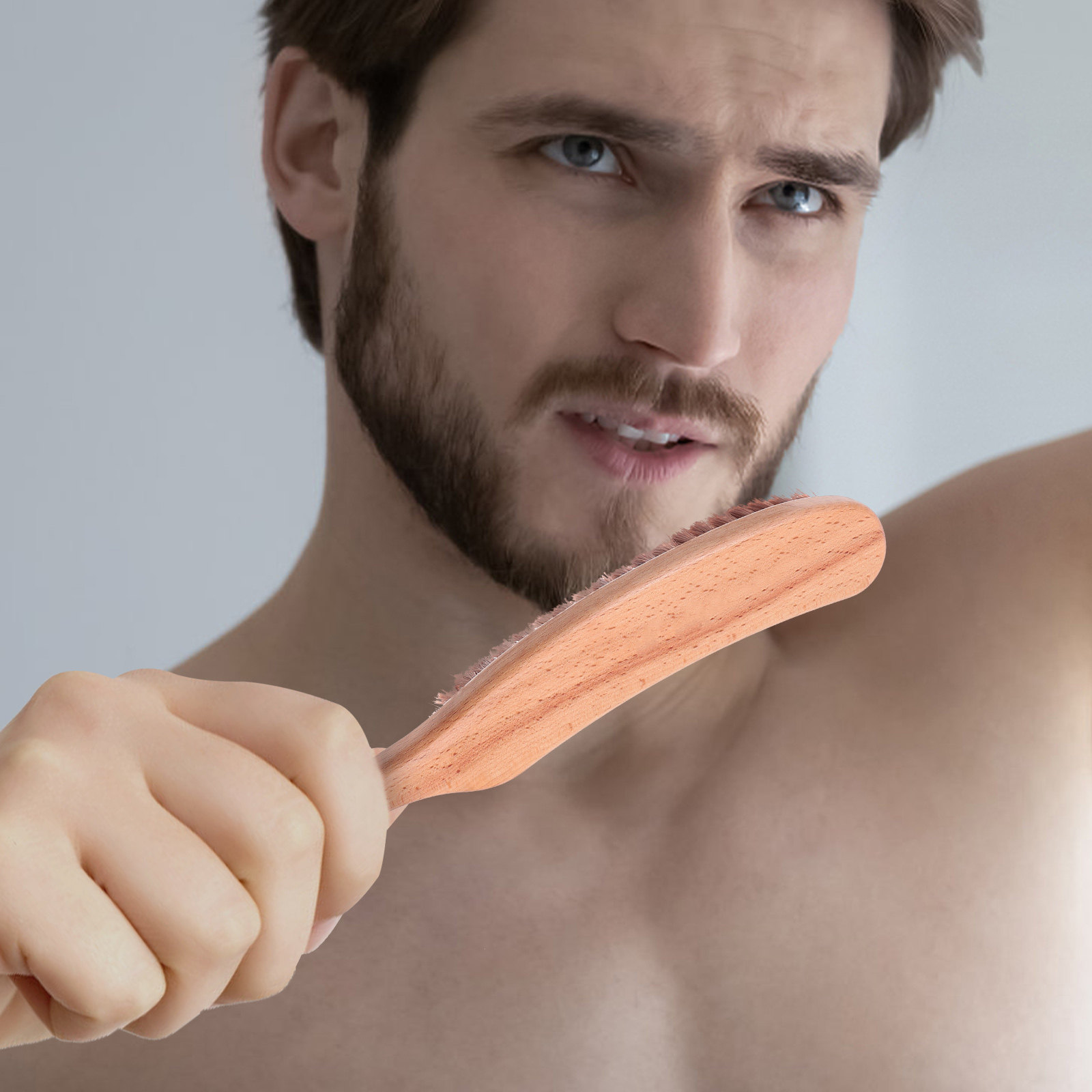 Men'S Grooming Salon - 1 Stück Premium-Nylon-Bartbürste mit Naturholzgriff für
