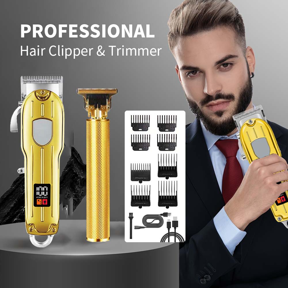 Beard Trimmer Cordless - 2-in-1 Elektrischer Haarschneider & T-Blade-Trimmer-Set für